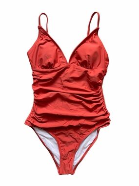 Cupshe Ruched One-Piece Swimsuit Rust Orange NWT Size Small